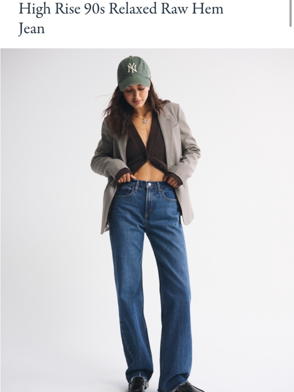 Abercrombie & Fitch High-Rise 90s Relaxed Raw Hem Jean 30 Extra Long